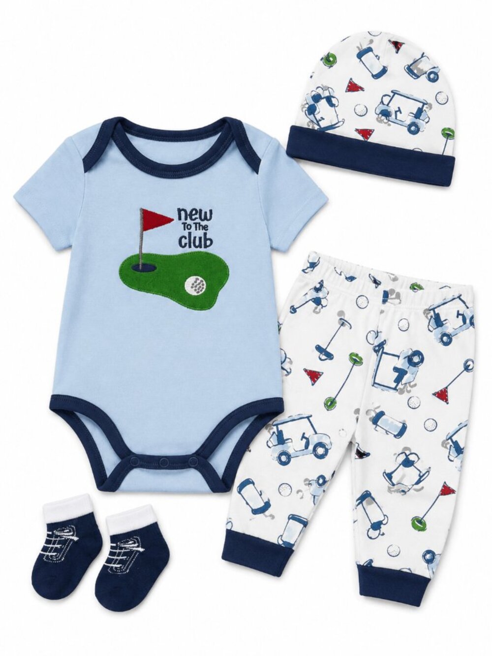 NWT Baby Essentials Baby Boy 4 Piece Golf Outfit Set 6M Baby Shower Gift